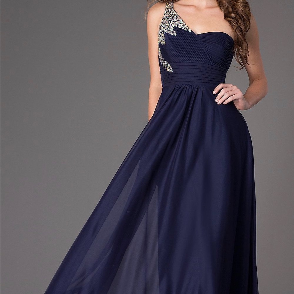 One Shoulder Floor Length Dress by Sequin Hearts